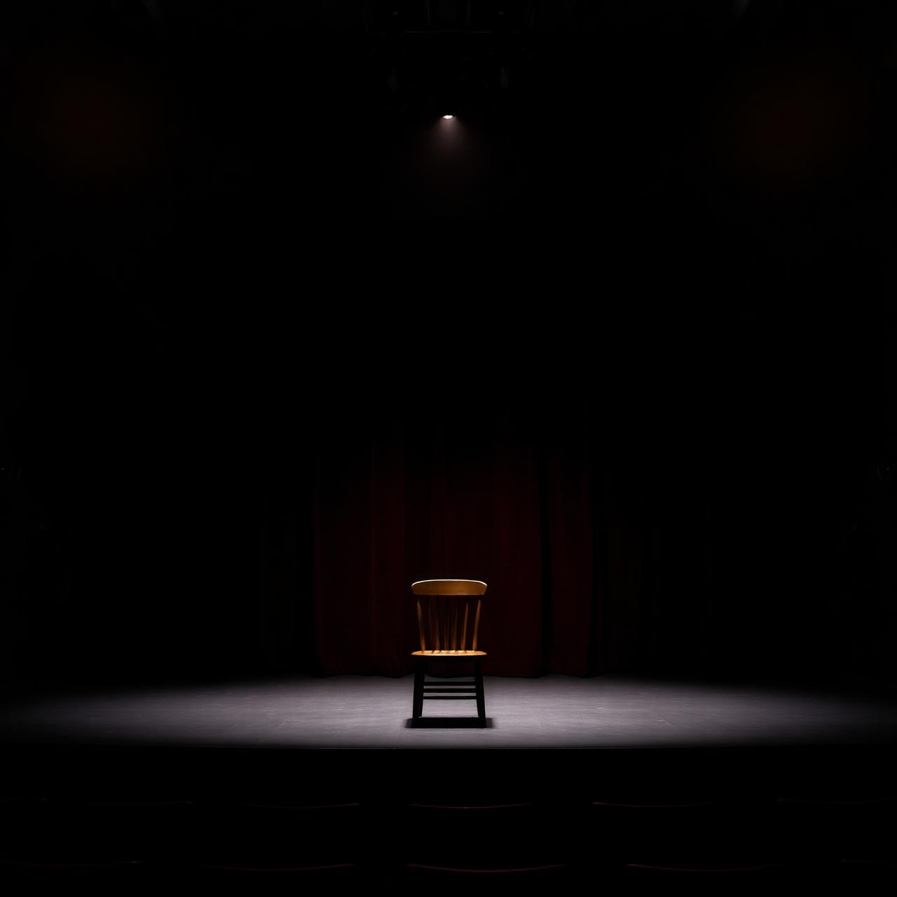 Palco vuoto con sedia sotto un riflettore